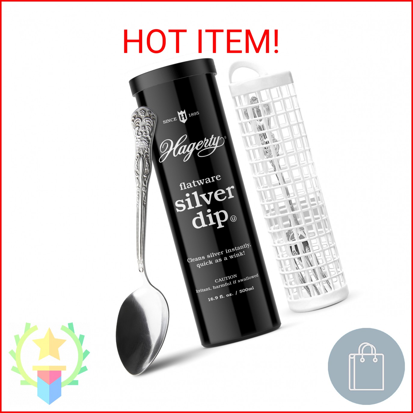 Hagerty Flatware Silver Dip – Silverware Cleaner with Basket for Silver Forks, K