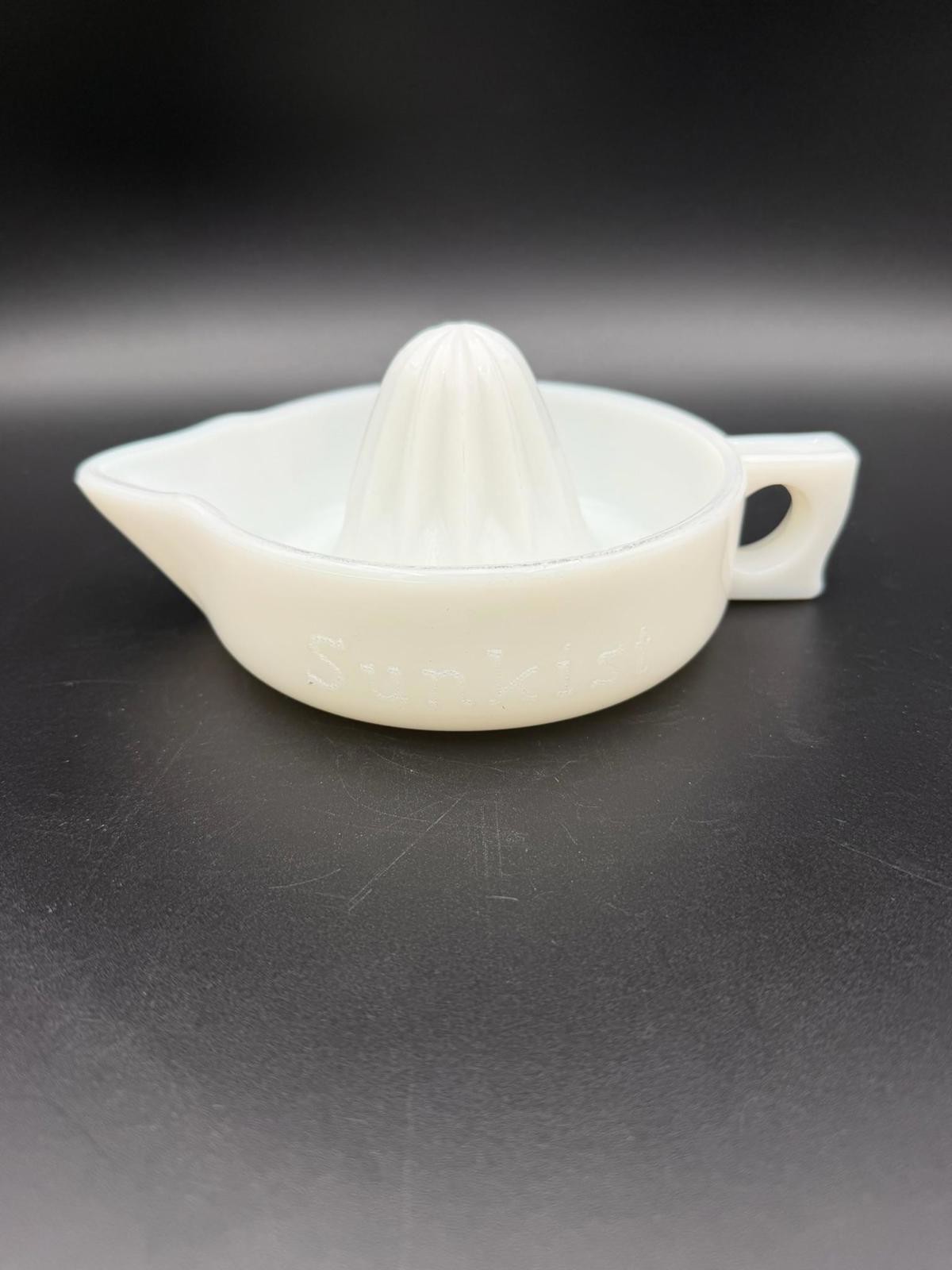 Vintage Sunkist Milk Glass Juicer Reamer Embossed Made in USA Citrus Juicer