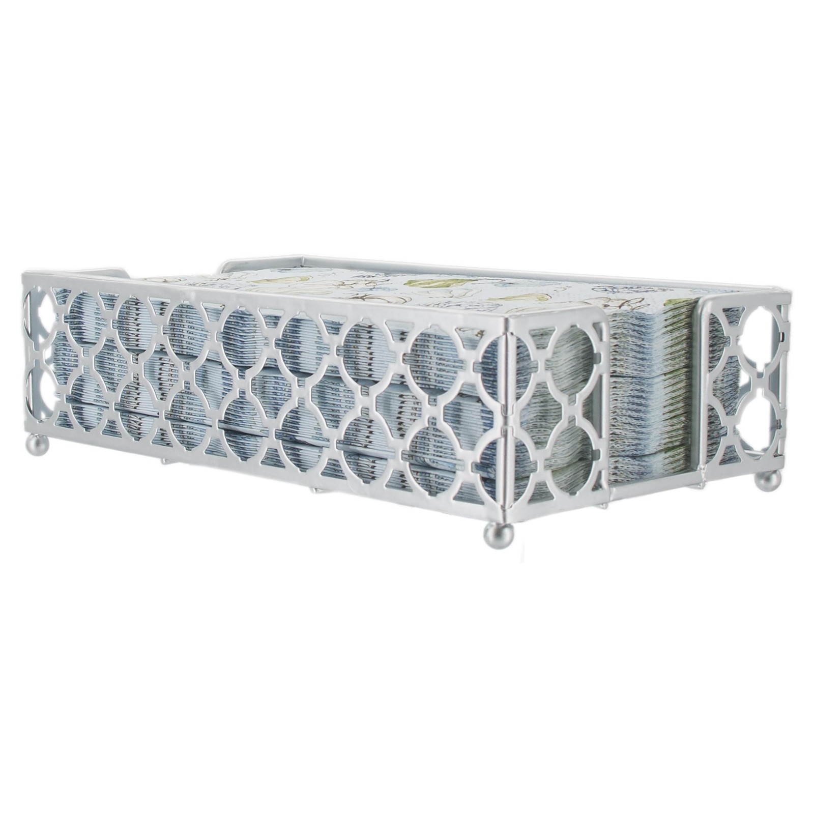 Boston International Paper Napkin Holder Caddy Silver Trellis 9×5.25″