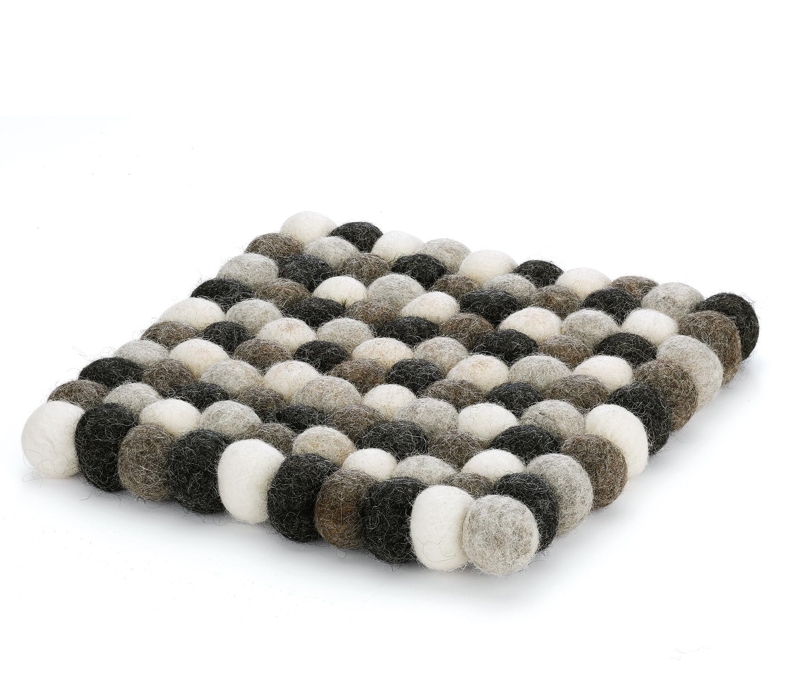 Cilio Fair Trade Wool Trivet 8 Inch Square Light Gray Made in Nepal