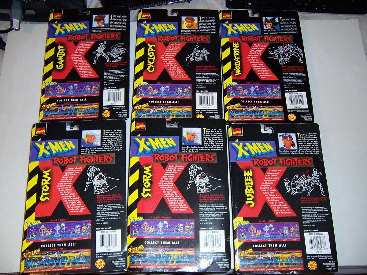 X-Men Robot Fighter Complete Toybiz 6 Set Storm Wolverine Jubilee Gambit Cyclops