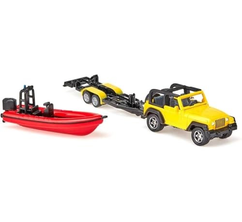 SIKU 1658 Jeep with Removable Trailer & Floatable Boat, Yellow/Red
