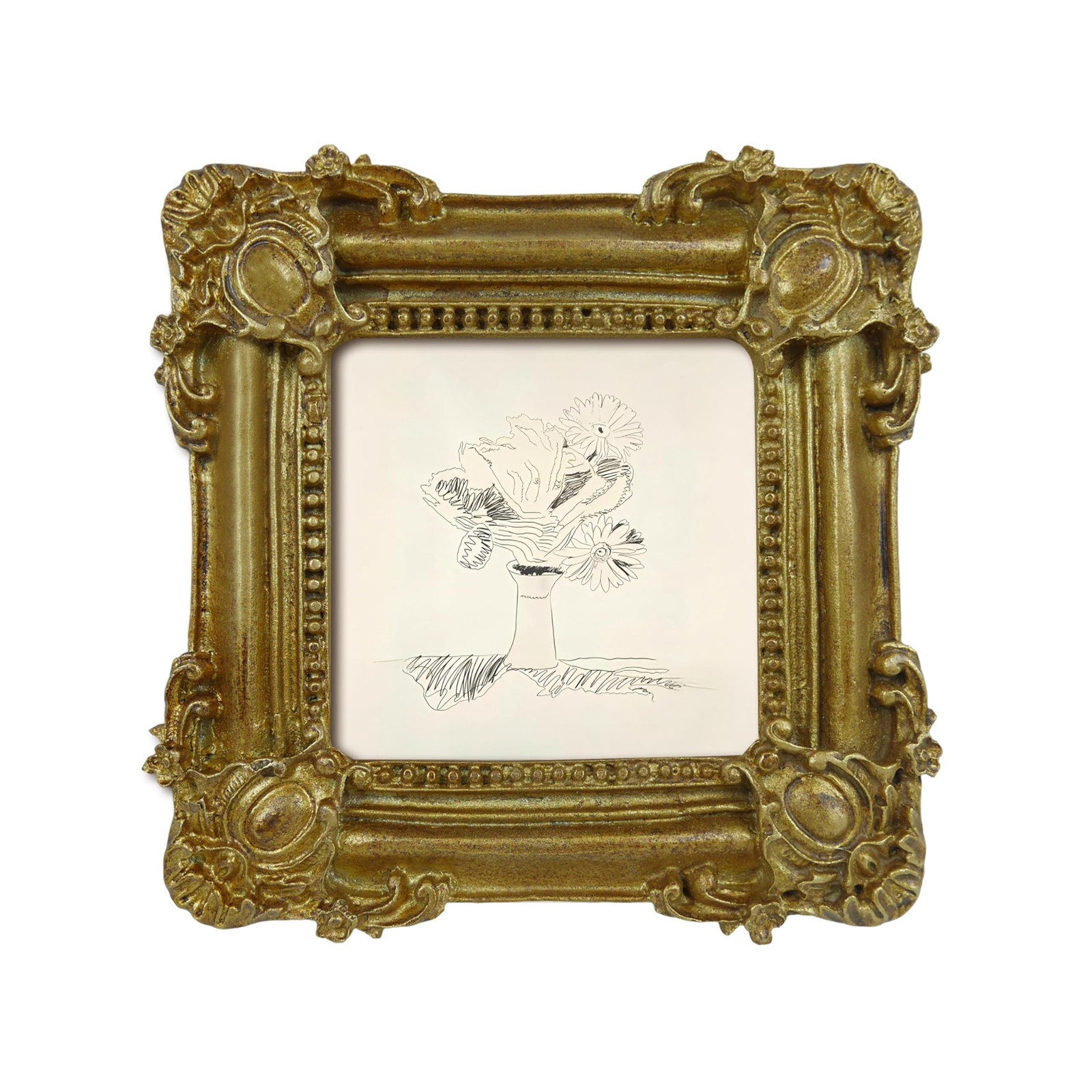 SIMON’S SHOP Gold 3×3 Mini Square Picture Frame Antique Style Small Photo Frame