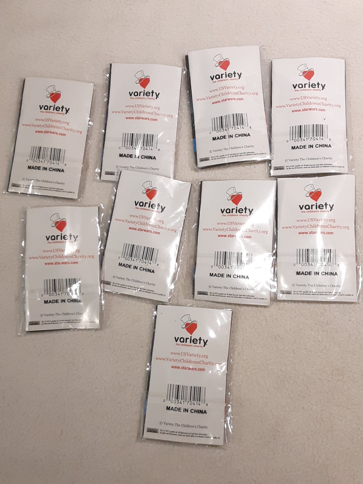 Lot of 9 Star Wars Episode 1 Phantom Menace 2012 Heart Promo Pin With R2D2 C3PO