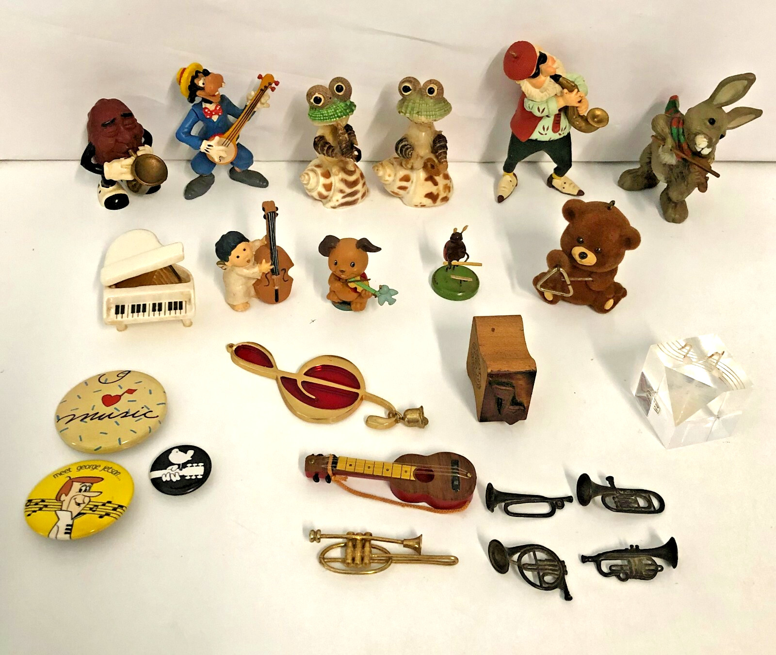 Vintage Lot 23 Music Miniatures Trinkets Buttons Ornaments Figurines Instruments