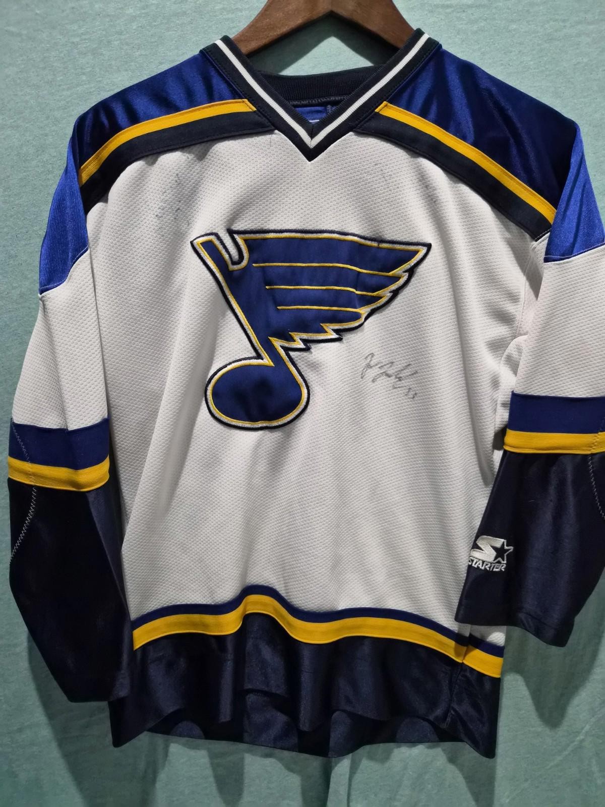 Vintage Starter St. Louis Blues Jersey Men’s Size Small White Autographed