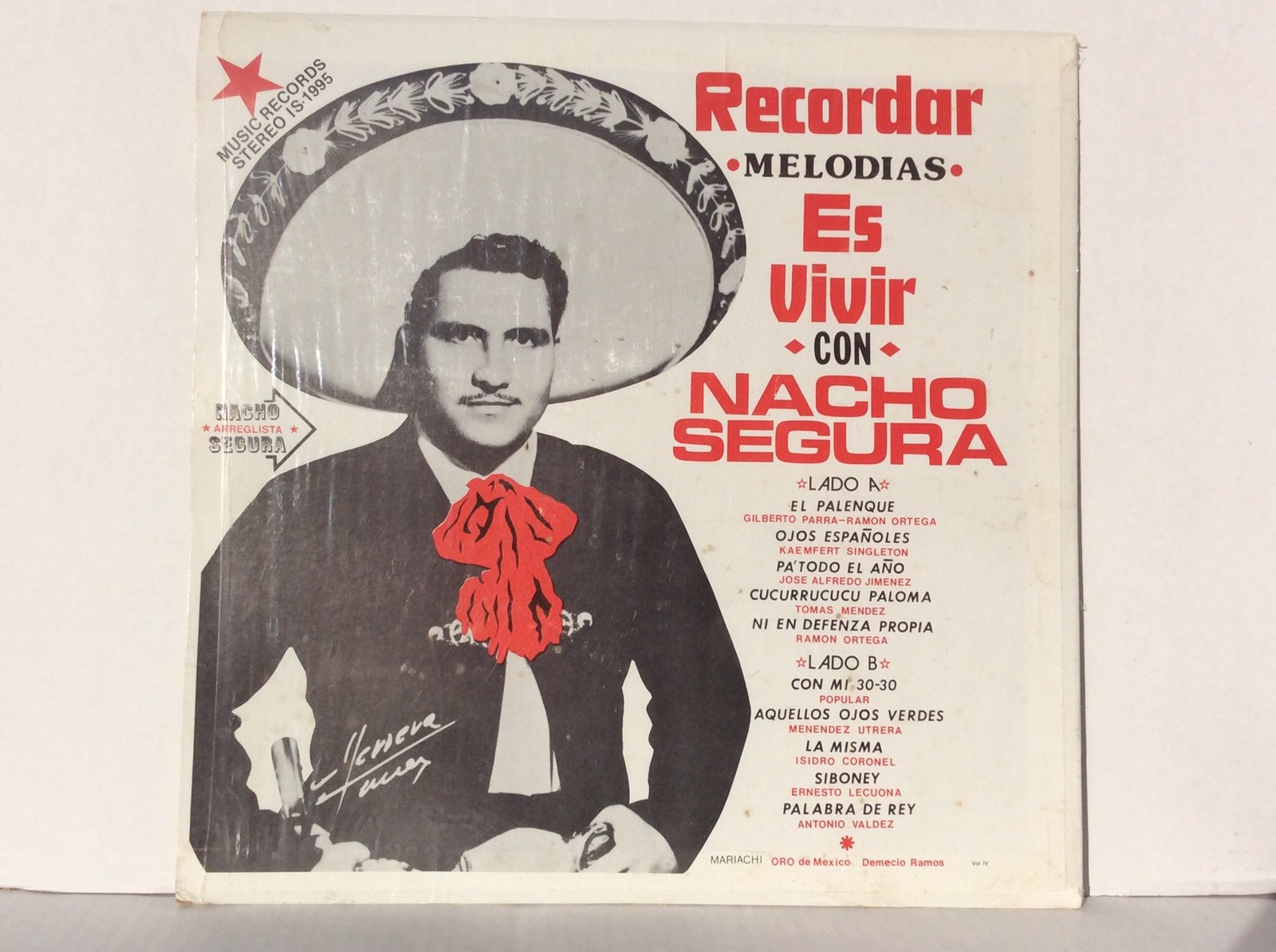 NACHO SEGURA Recordar Melodias Es Vivar CON Nacho Segura vinyl LP Mexico MINT