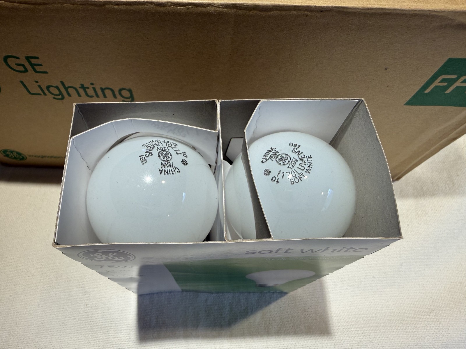 4pk Vintage Collectible Old Style GE Extra Soft White 75 Watt Light Bulbs A19