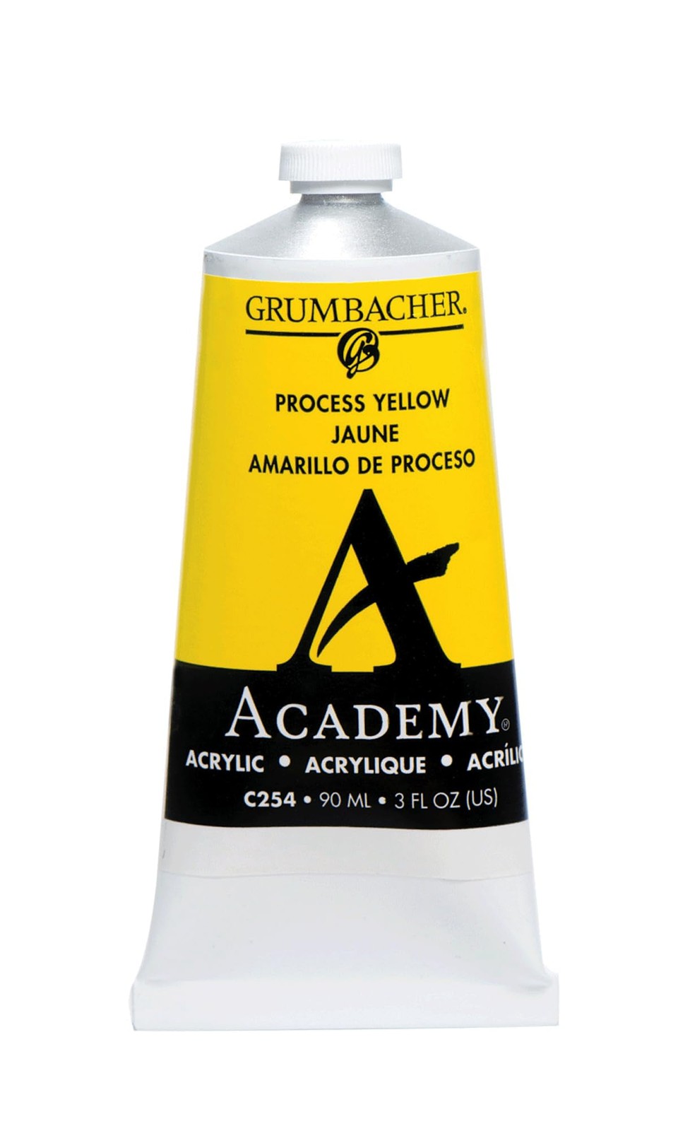 Grumbacher 90-ml Metal Tube Academy Acrylic Paint, Gloss, Process Yellow