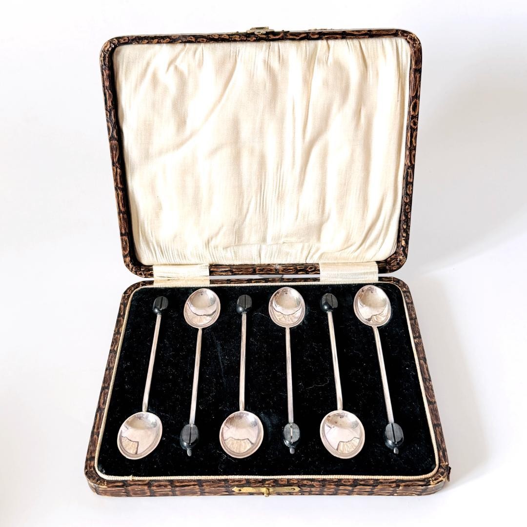 1922/British antique/sterling silver cutlery/spoon/6 pieces/925