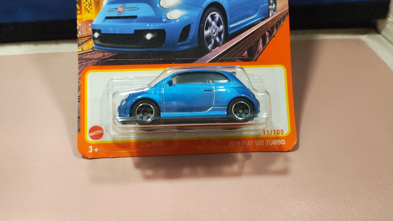 Matchbox 2019 Fiat 500 Turbo Blue Diecast 1:64 Scale Mattel