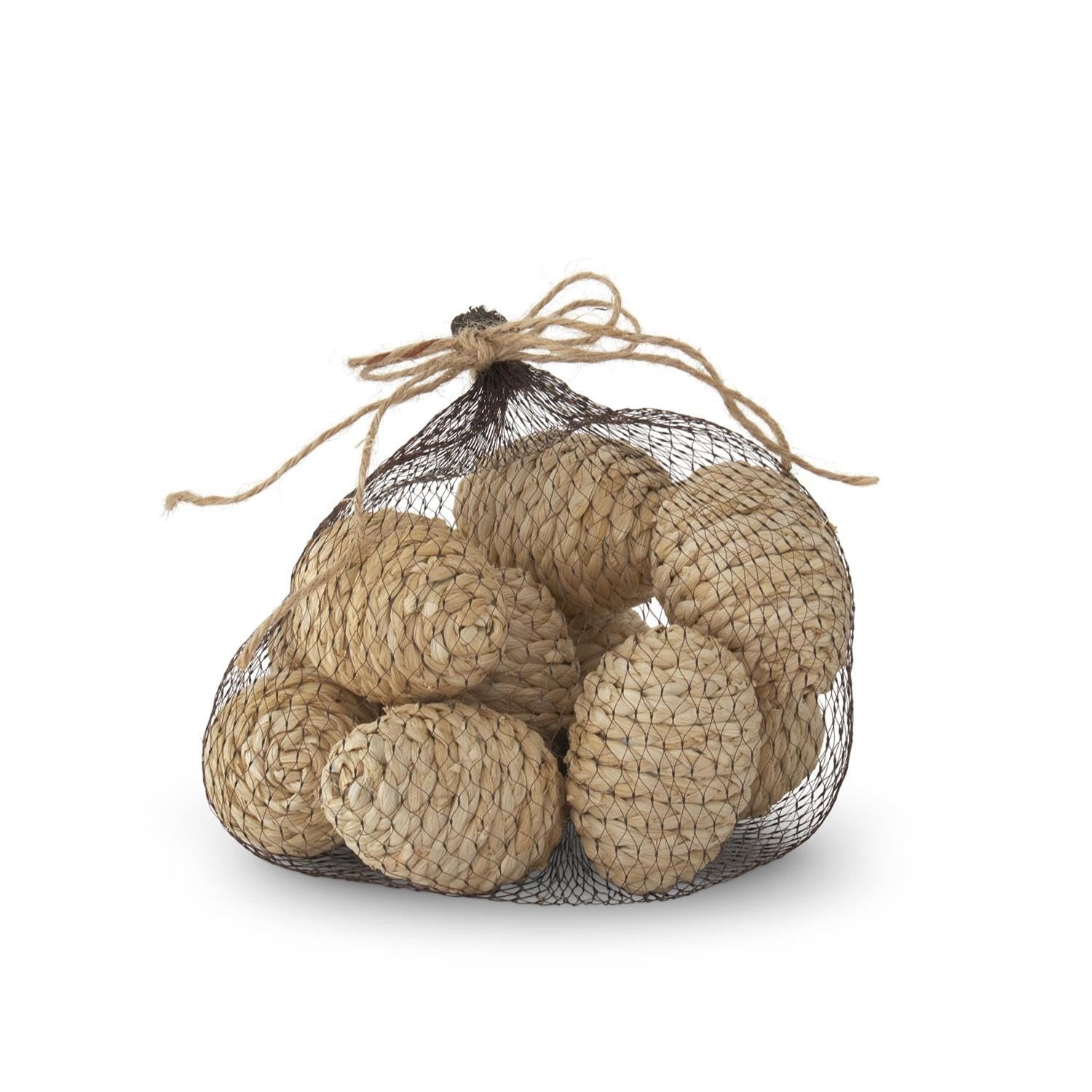 K&K Interiors Woven Grass Eggs, Bag of 10, 2.5-Inch, Natural