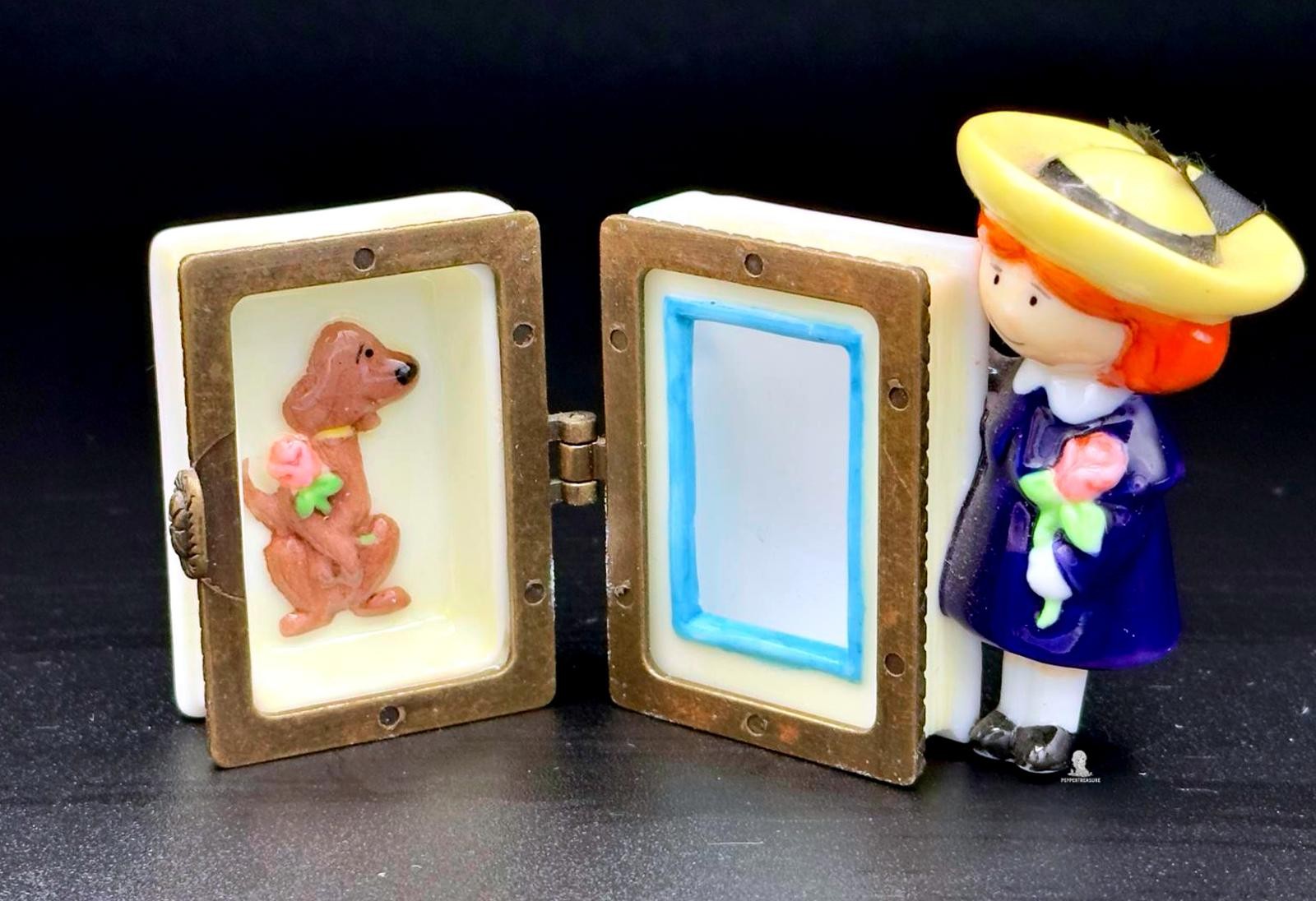 Paris Girl w Flower Book Trinket Box & Picture Frame Vintage Eiffel Tower Decor