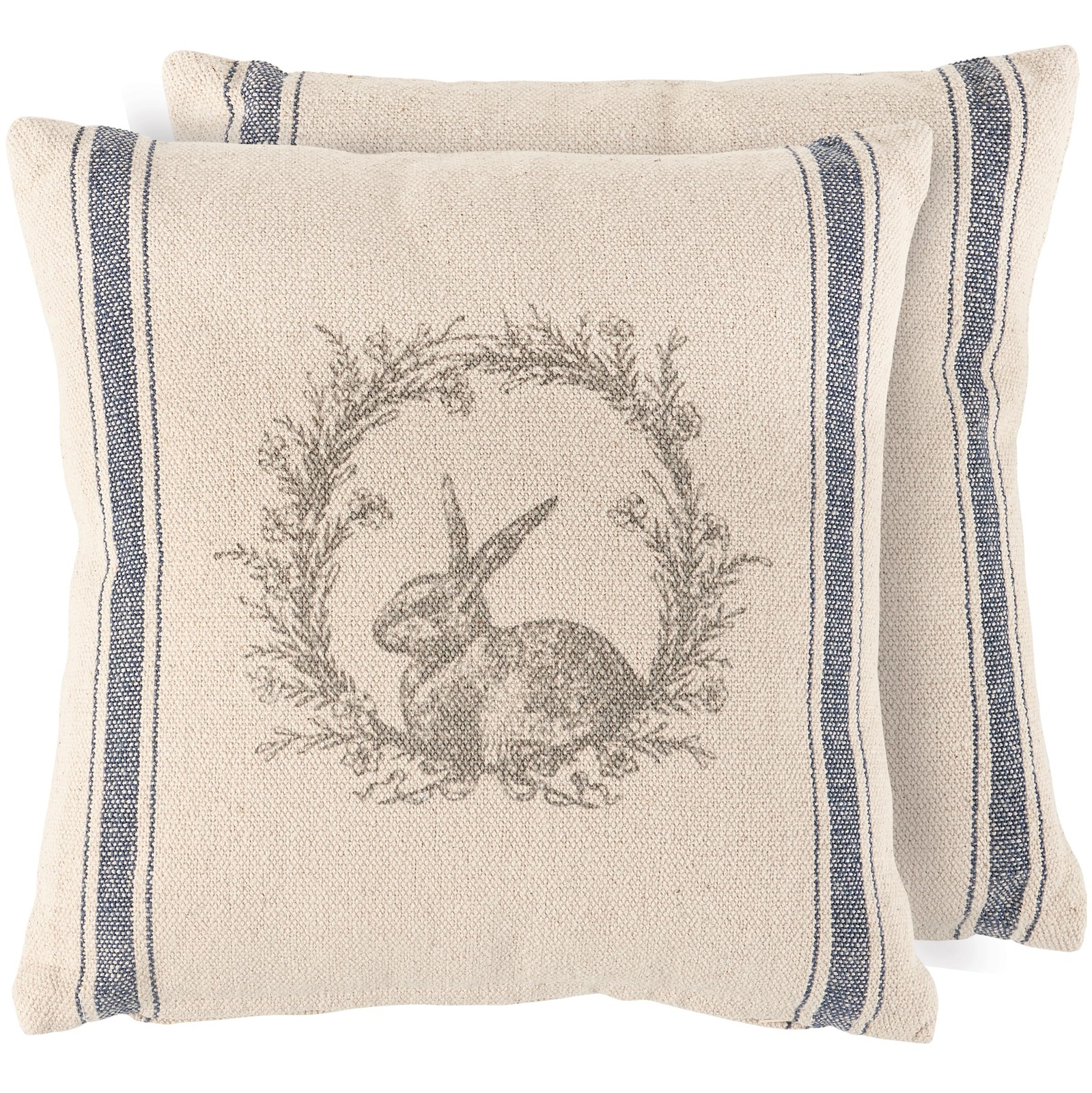 Primitives by Kathy Rabbit Wreath Throw Pillow, 12″ x 12″, Multicolor