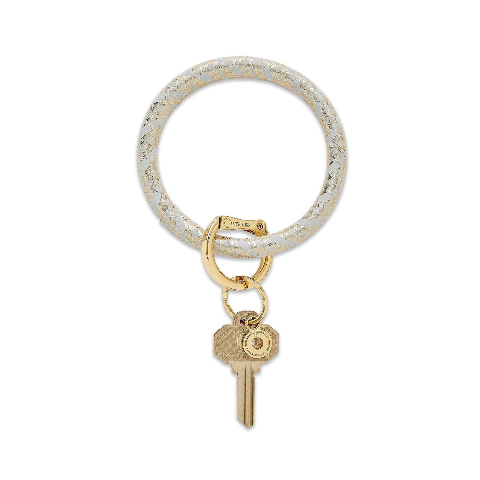 Oventure Leather Big O Key Ring, Original Bracelet Keychain,Gold Rush Basketwave