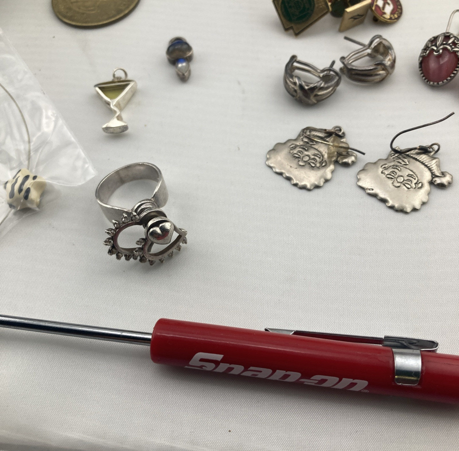 Vintage Junk Drawer LOT OF Sterling JEWELRY, PINS ,WATCHES -BUTTONS Sold As Is