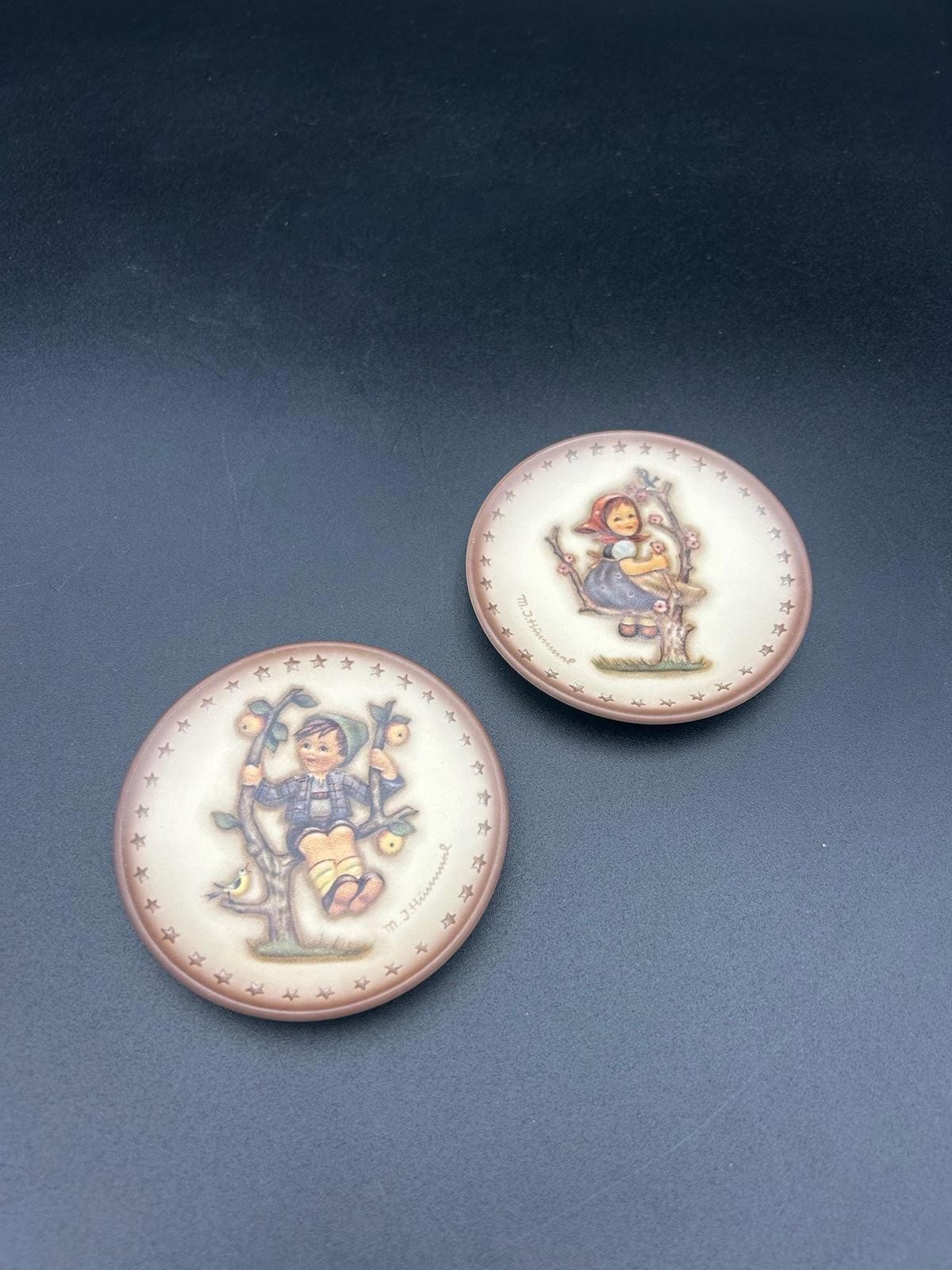 Goebel Hummel Apple Tree Girl and Boy Mini Plates, Set