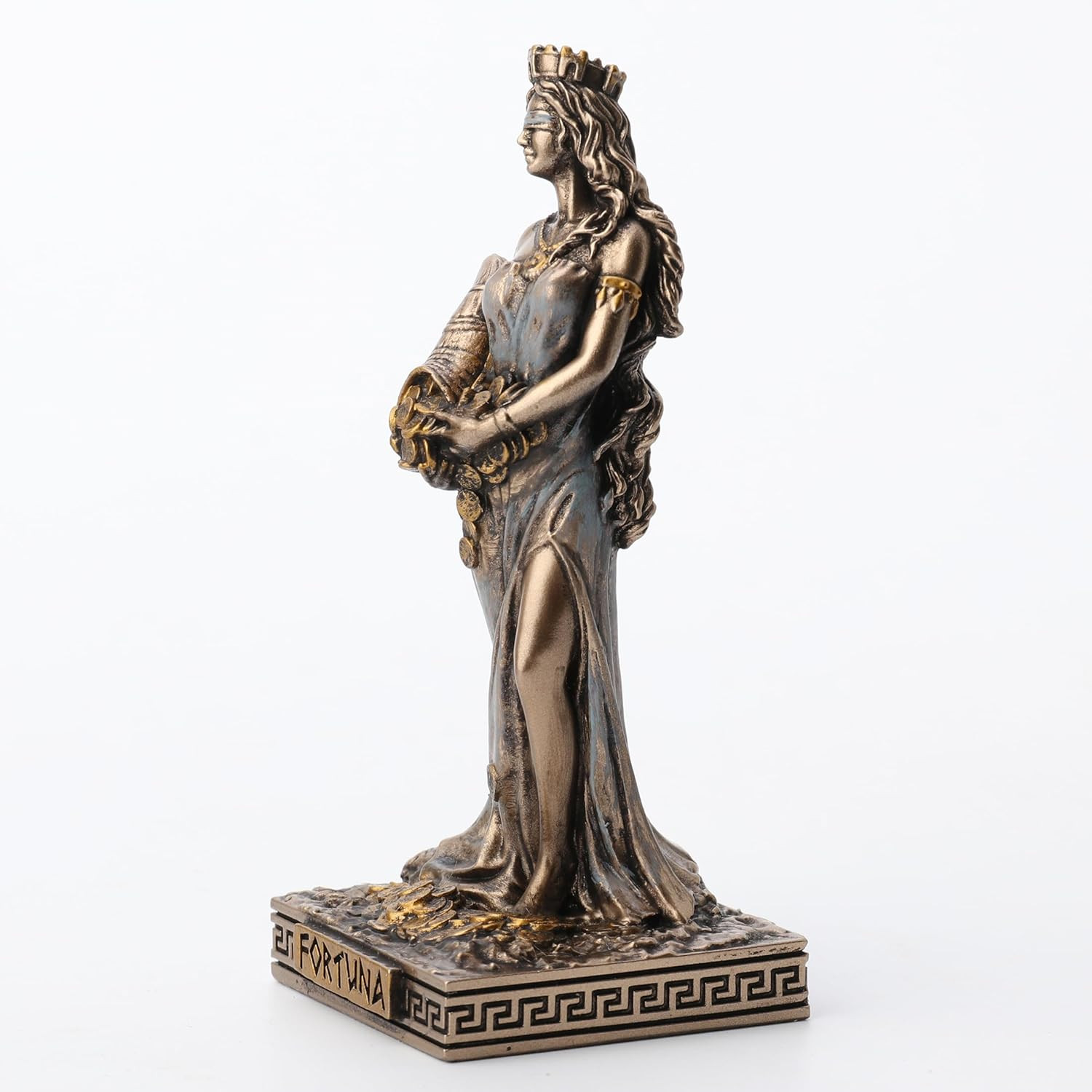 Greek Goddess Fortuna Statue Tyche Resin Figurine Bronze Finish Home Decor
