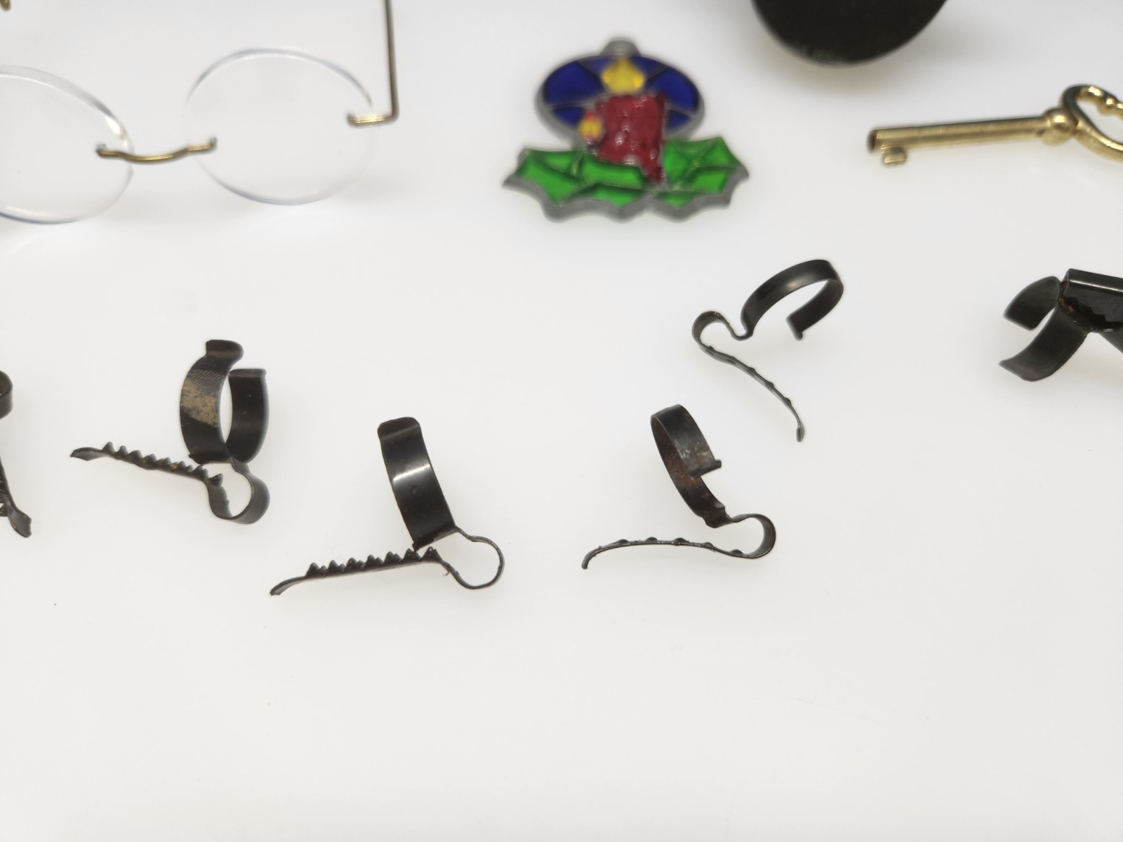 Vintage Junk Drawer Lot Estate Clean Out Santa Glasses Key Mickey Antenna Ball