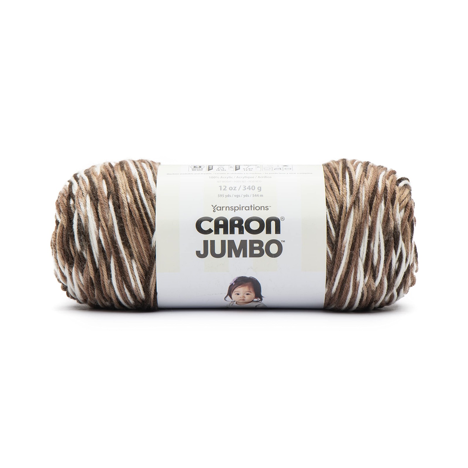 Caron Jumbo Ombre Yarn, 12 oz, Chocolate Variegate, 1 Ball