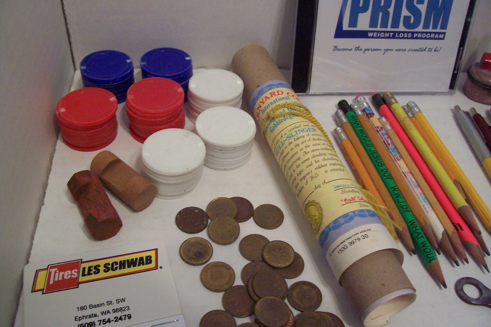 (130+) Lot of Miscellaneous Junk Drawer items-Keys, Coins, Pens/Pencils & More