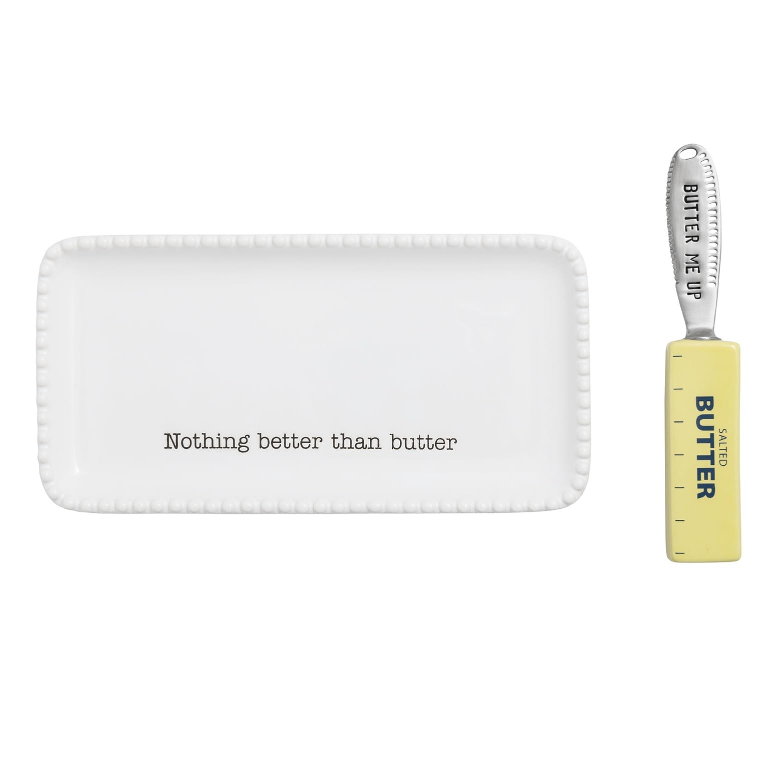 Mud Pie White Ceramic Butter Dish Set