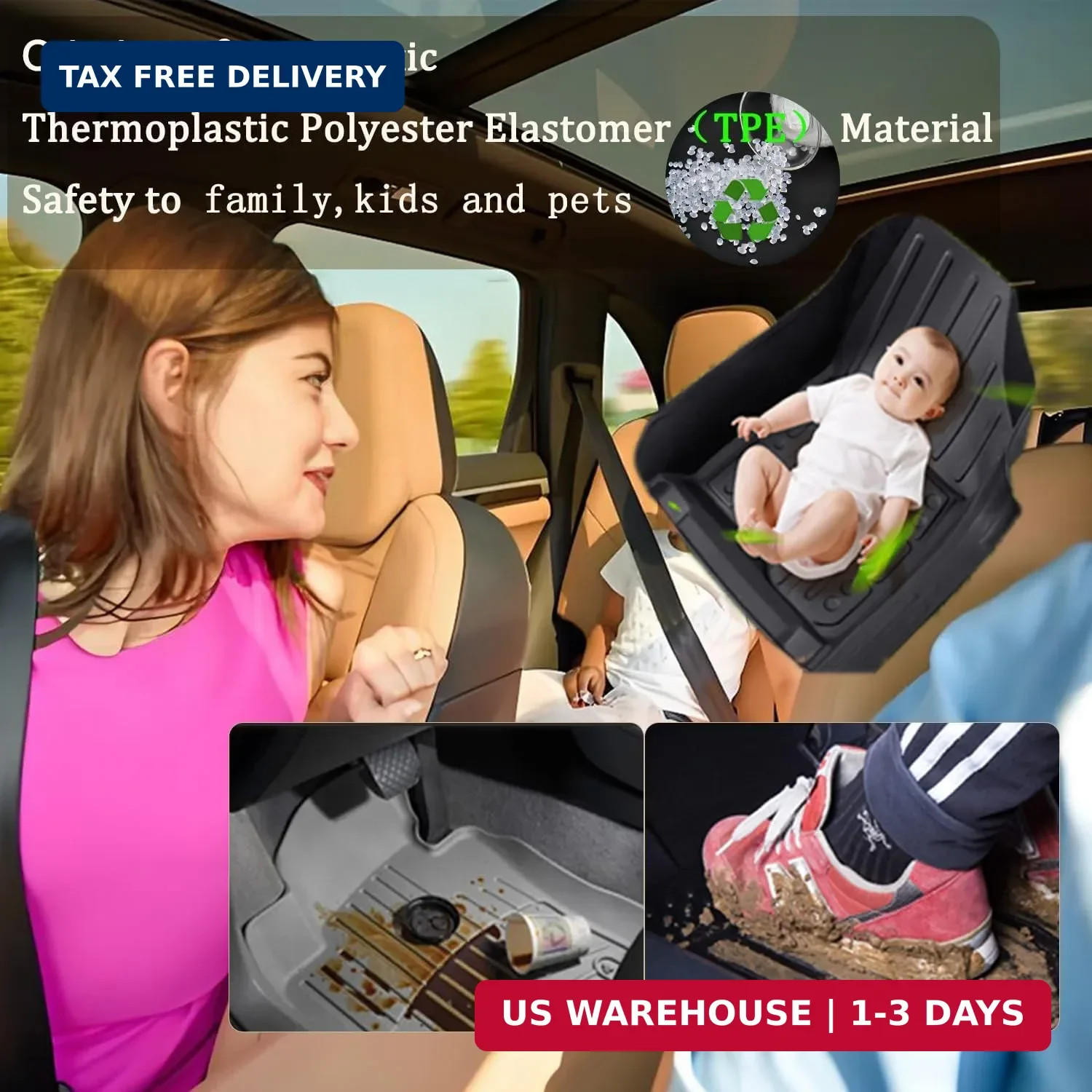 Floor Mats Compatible with 2008-2012 Honda Accord，All Weather Waterproof Durable