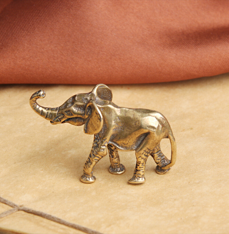 Brass Elephant Animal Statue Ornament Tabletop Statue Home Decoration Gift-