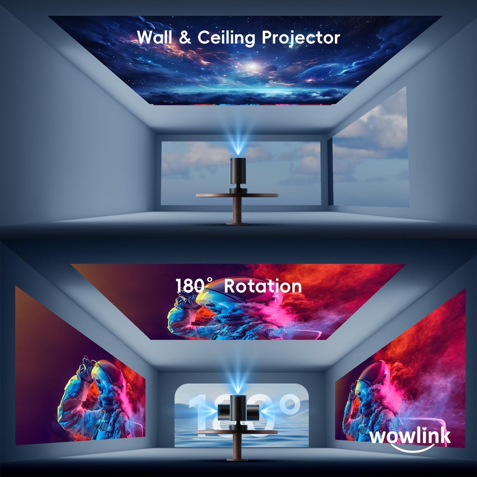 [Built-in Apps & 2025 Upgraded] Mini Projector with WiFi 6 and Bluetooth 5.4 Sup