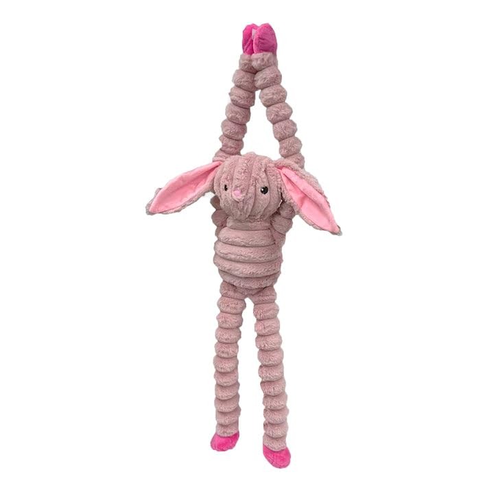 Pet Lou Farm Friends – Long-Legged Rabbit Dog Toy, 36-Inch, Pink