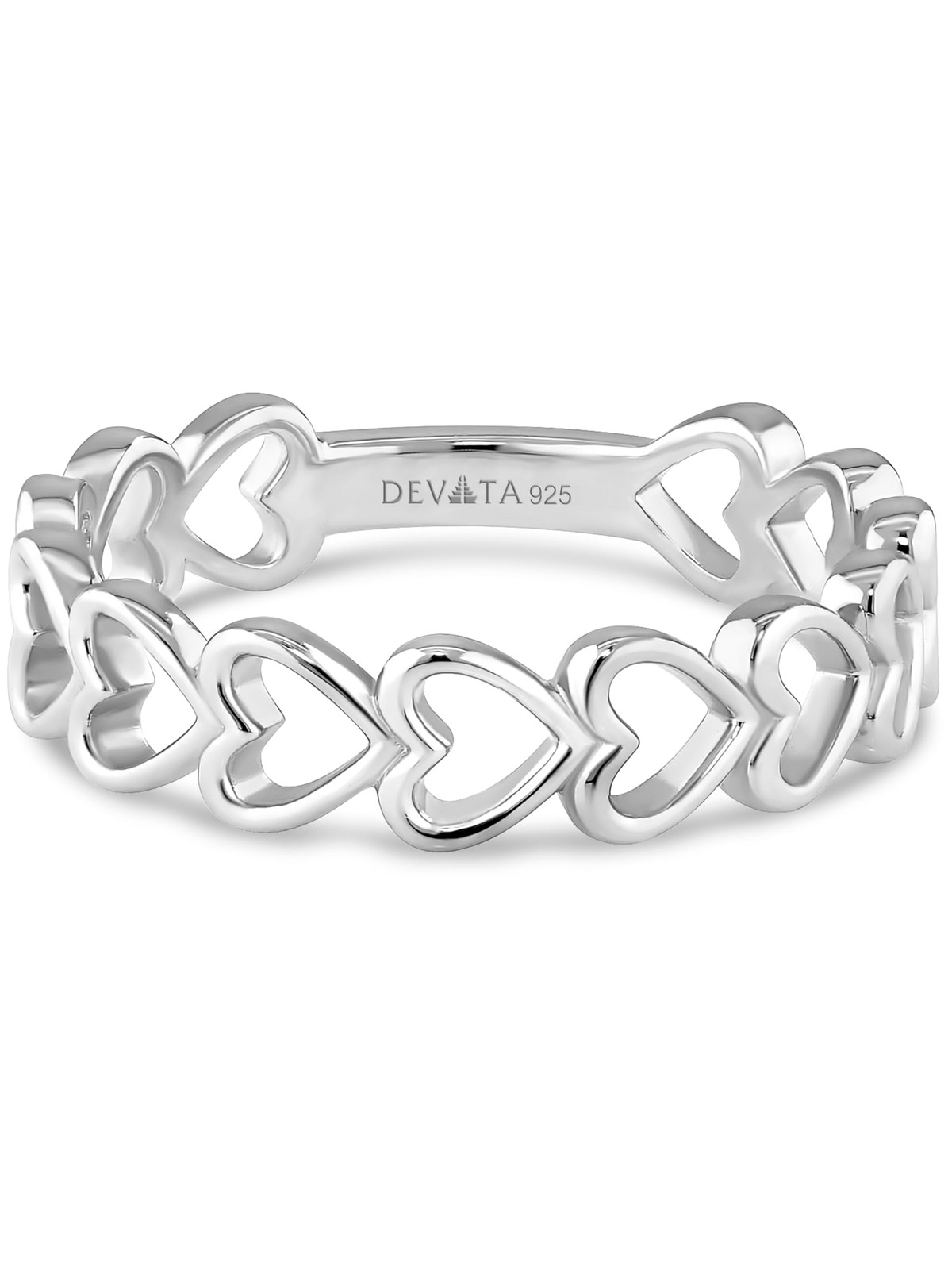 DEVATA Open Heart Ring in Sterling Silver 925 LVM7251 (Size 07)