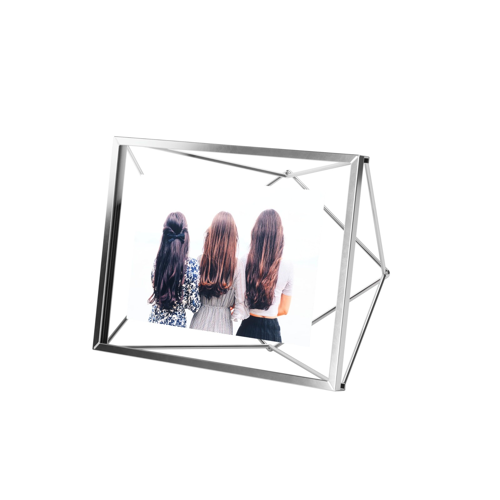 Umbra Prisma Picture Frame, 4×6 Photo Display for Desk or Wall, Chrome