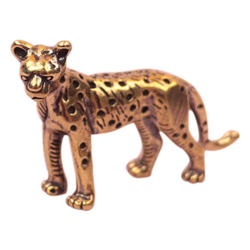 1 Solid Brass Money Leopard Statue Decoration Animal House Tabletop Decoration；