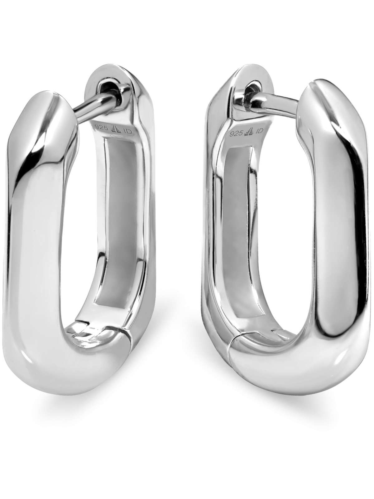 DEVATA Beveled Hoop Earrings in Sterling Silver 925 DRN1131