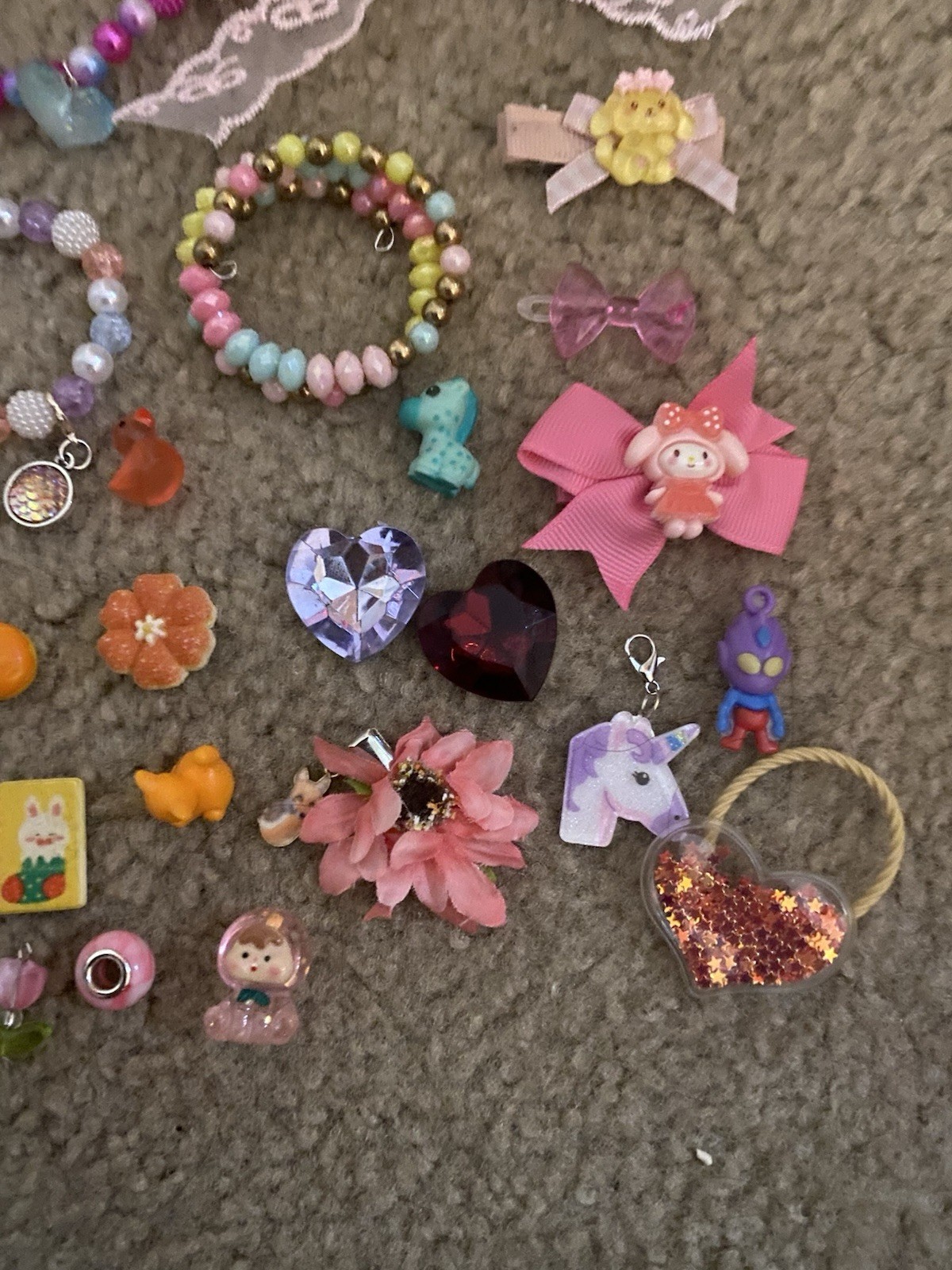 Junk Drawer Trinket Lot Charms Accessories Colorful Mix Random Items Small Toys