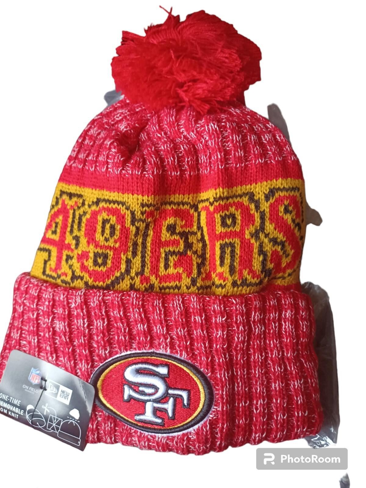 San Francisco 49ers Niners Knit Winter Hat Beanie New Era Cap Pom Fleece