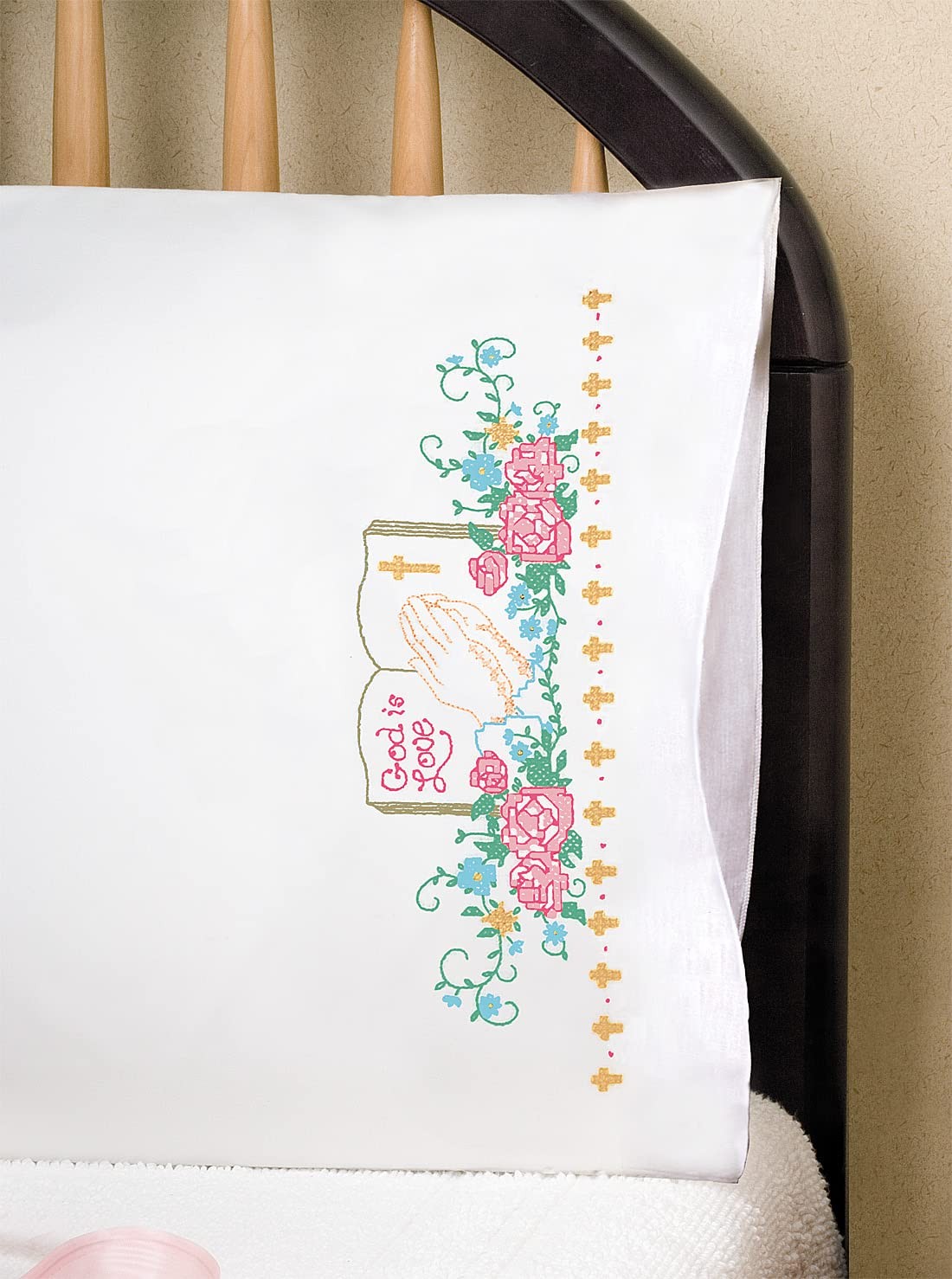 Tobin God is Love Stamped for Embroidery Pillowcases