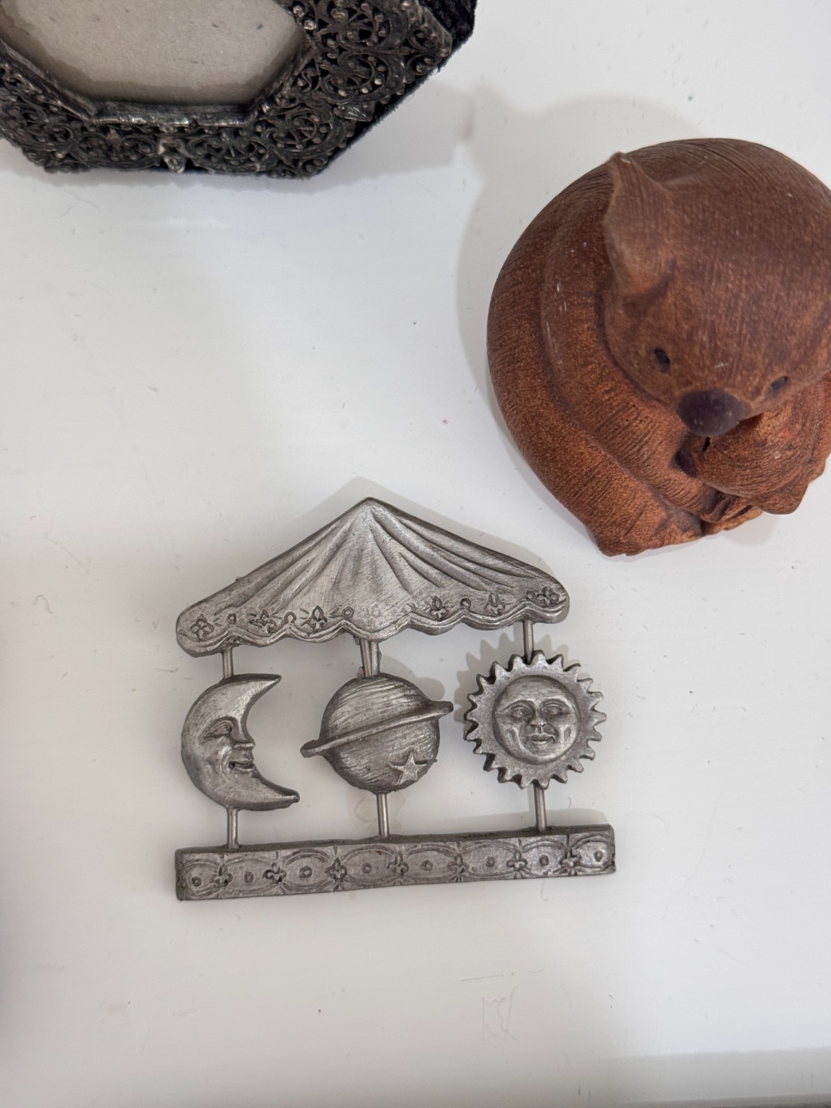 Vintage Drawer Junk Lot Mixed Decor Trinkets Religious Art Jewelry Box Soap More