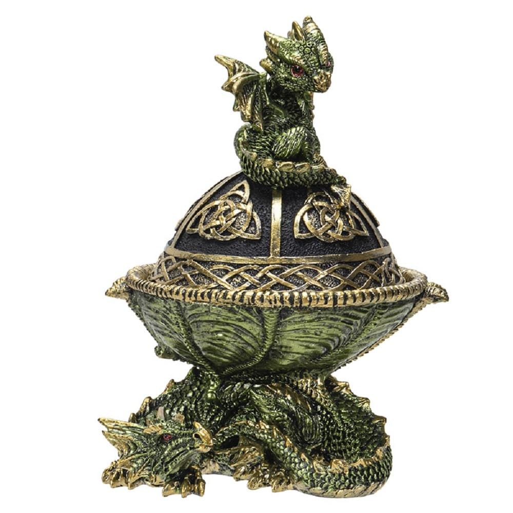 Pacific Giftware Double Dragon Ornate Celtic Trinket Box 635 Tall G3D
