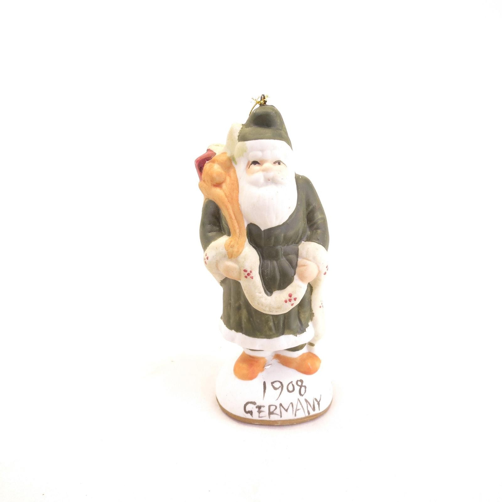 Vintage Santa Claus 1908 Germany Hand Painted Ceramic Ornament 5.5″ Retro