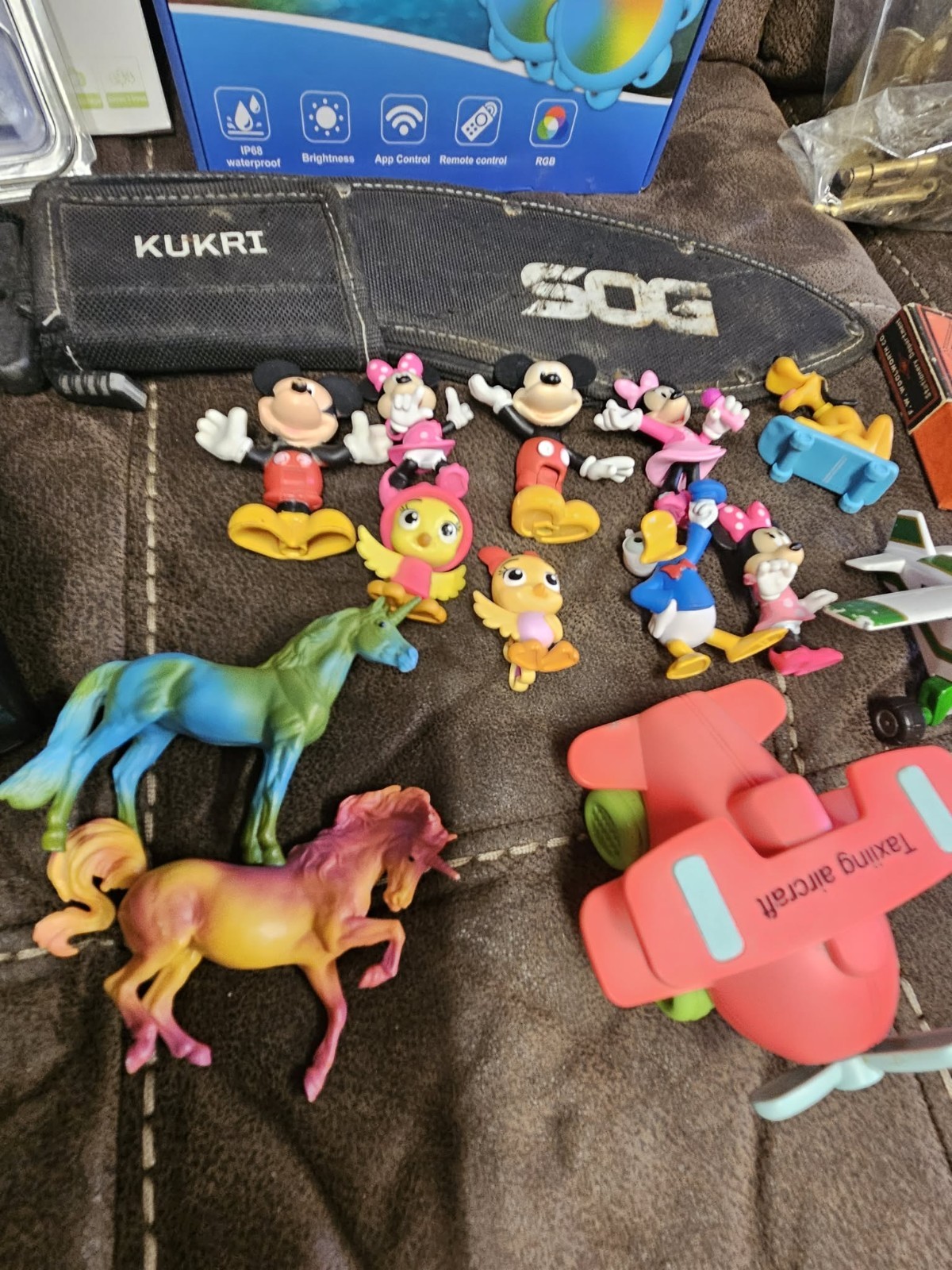 Junk Drawer Lot Silver Sog Knife Breyer Disney Polaroid Camera Auburn Knife