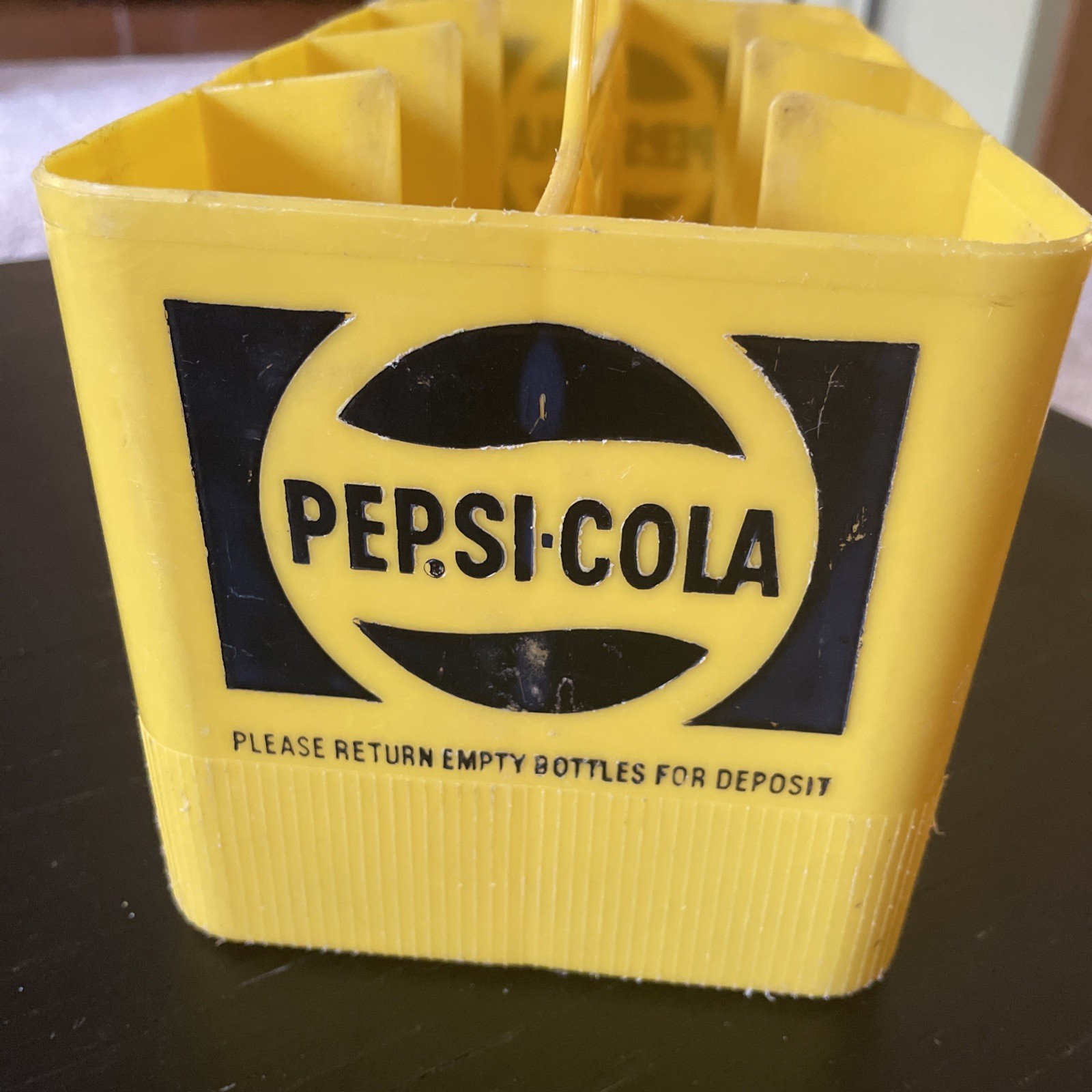 Two Vintage PEPSI Yellow Plastic 8 Pack 16 oz. Bottle Carrier Old Crate Holder