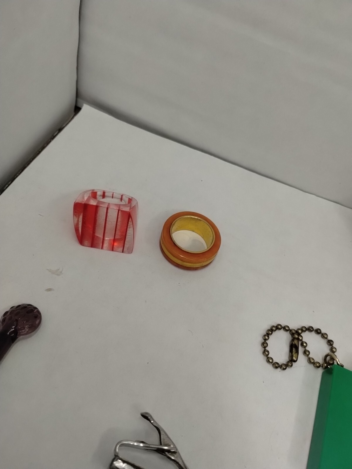 Vintage Junk Drawer Lot Advertising Rings Tokens Key Dog License Tie Clip #11