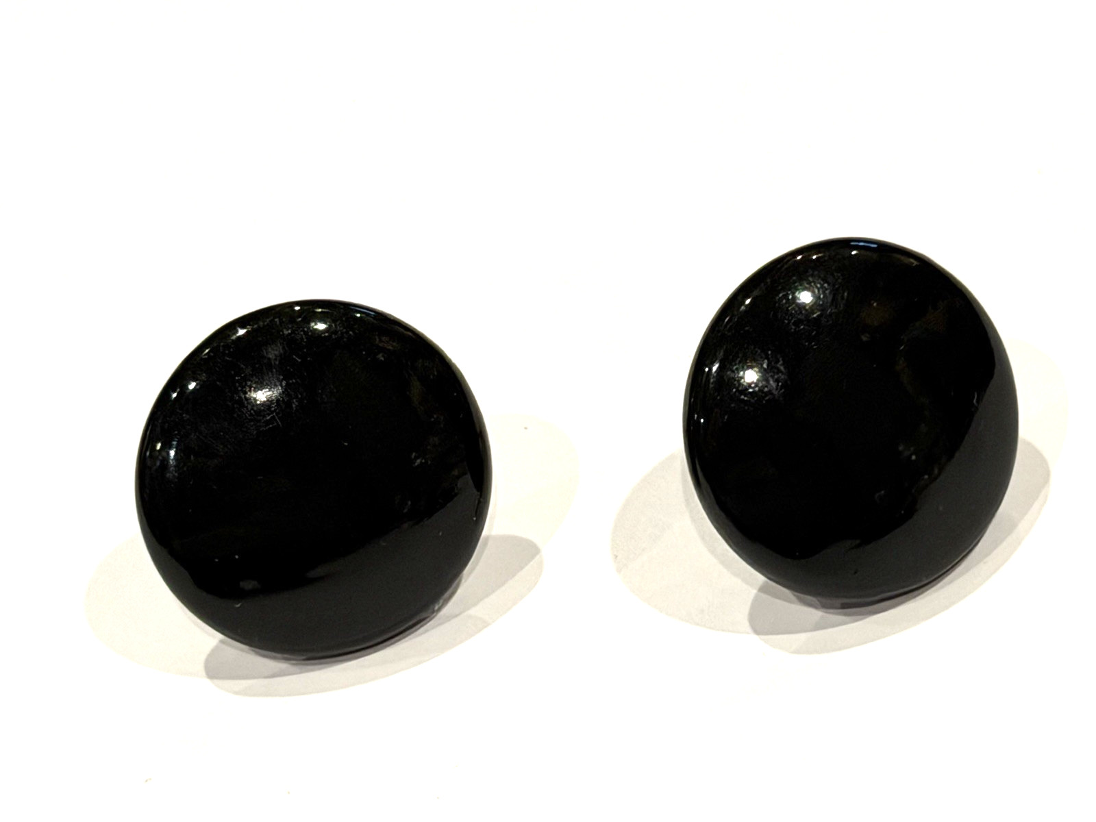 BLACK LACQUER GOLD LEAF FOIL SILVER COPPER RHINESTONE CLIP ON EARRINGS MCM LOT 3