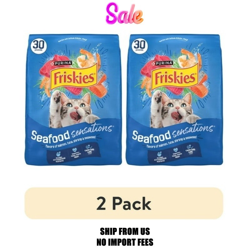 (2 pack) Purina Friskies Dry Cat Food Seafood Sensations With Salmon, Tuna, and