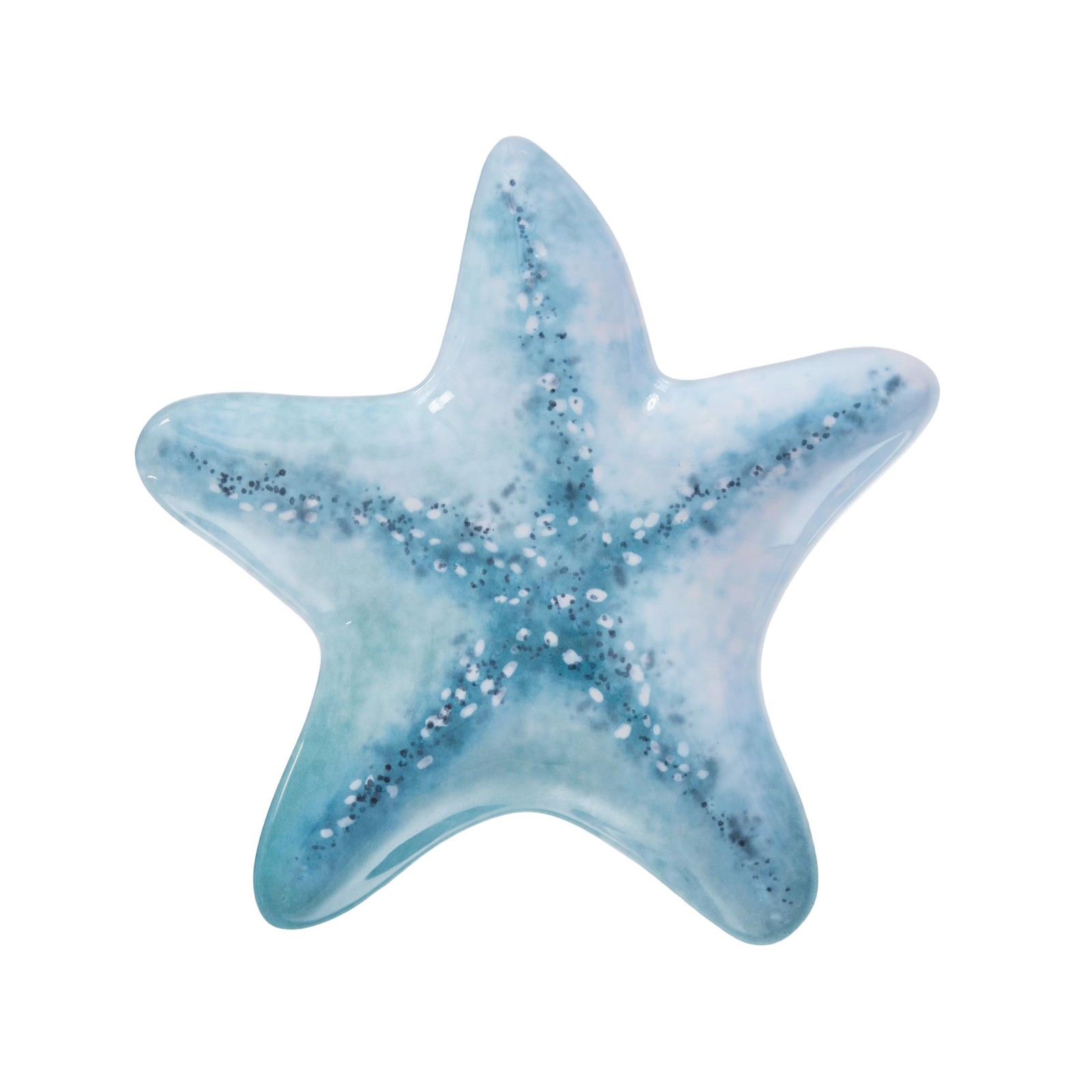 Beachcombers Aqua Melamine Sea Star Serving Plate, Blue, 9.5 x 8.8 Inch