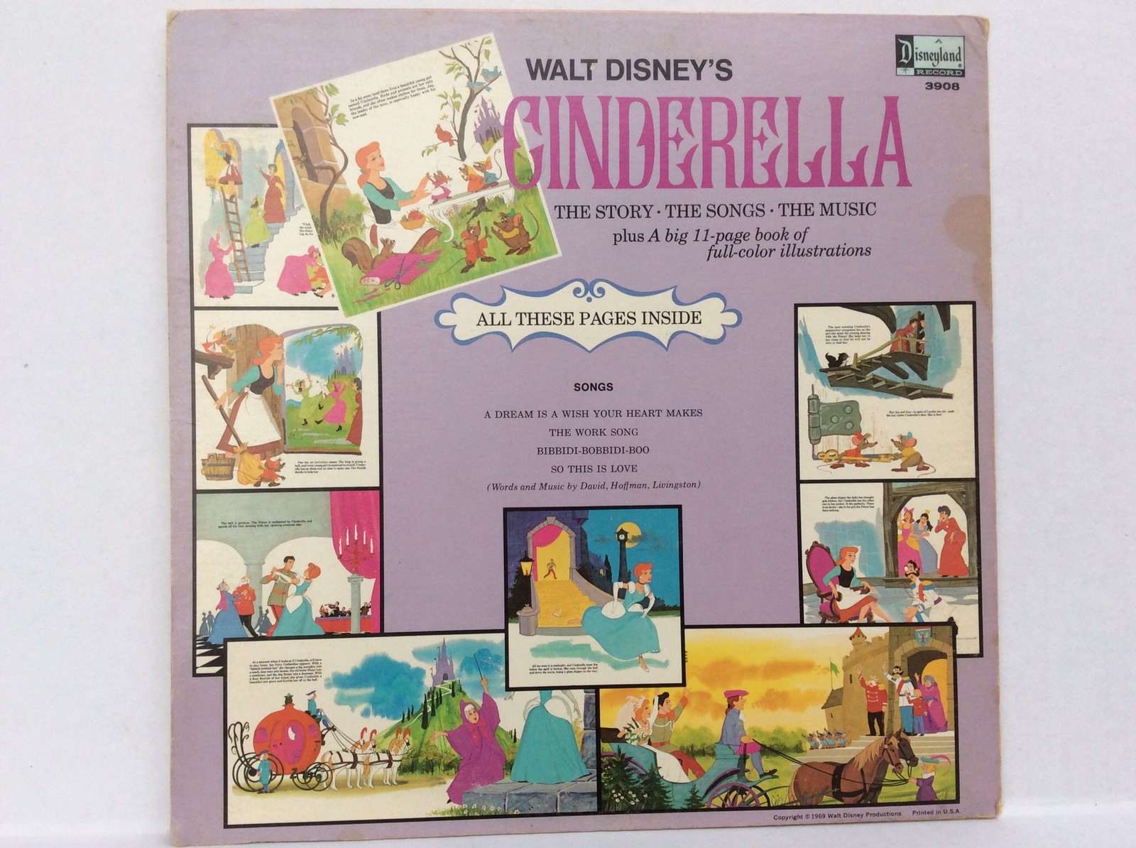 1969 Disneyland vinyl LP 3905 Walt Disney’s CINDERELLA+ 11 page booklet