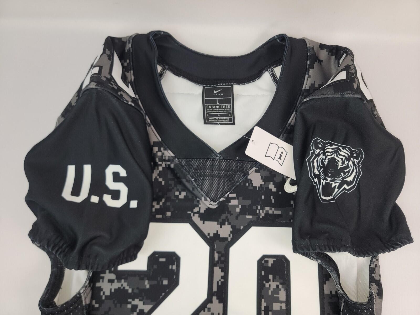 Nike Team Mens Digital Vapor Pro US Military Camo Tigers Football Jersey Size L