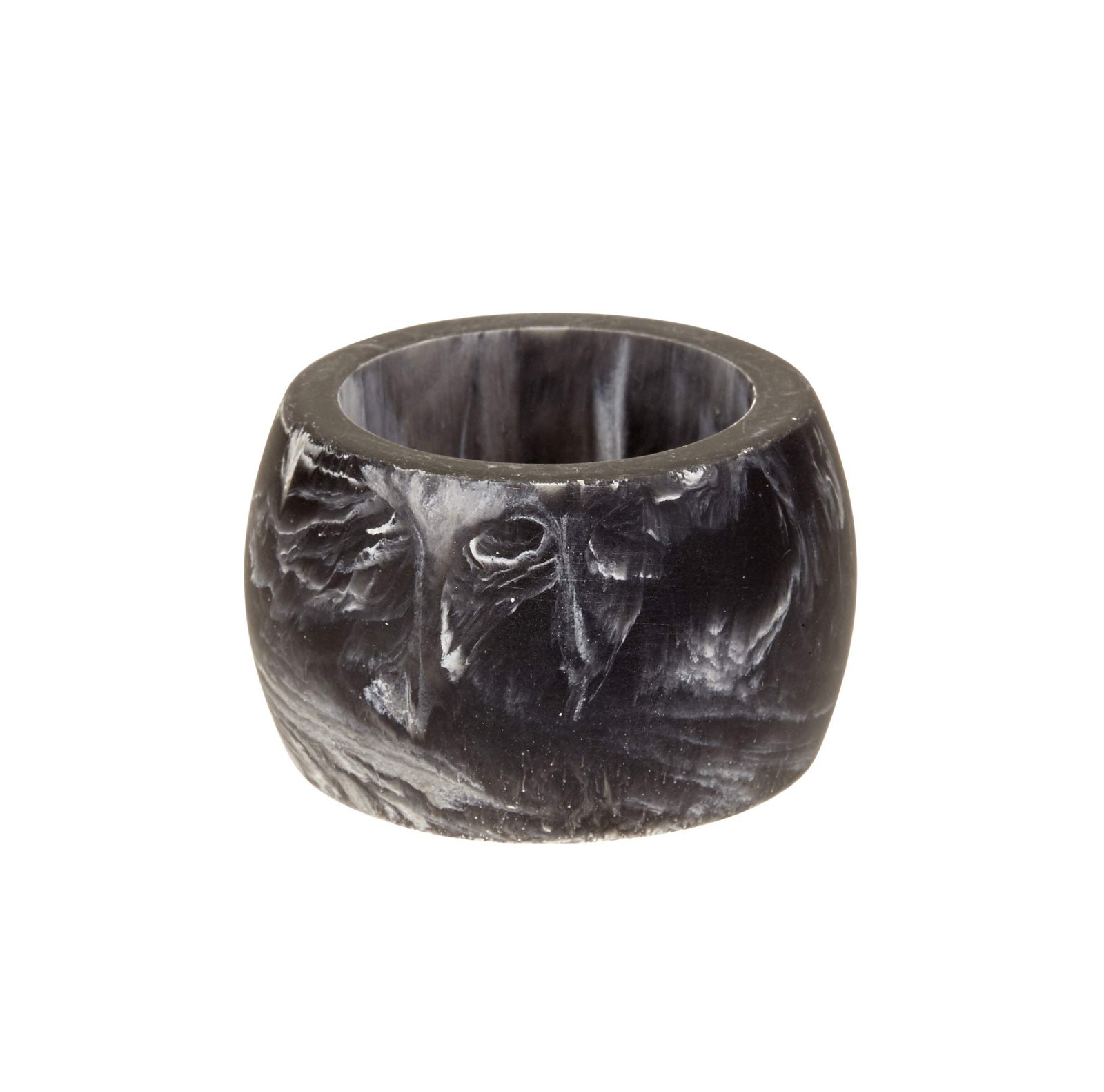 Harman Polyresin Carrara Marble Look Napkin Rings Black 2″ x 2.5″