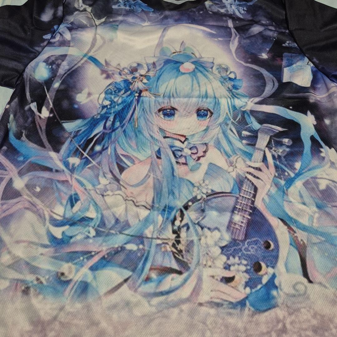 Snow Miku Character Print T-Shirt XL Polyester Anime Character